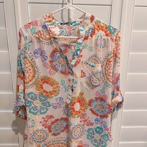 Cream with colorful pattern